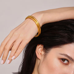 18K Gold-Plated Smooth Round Bangle Bracelet