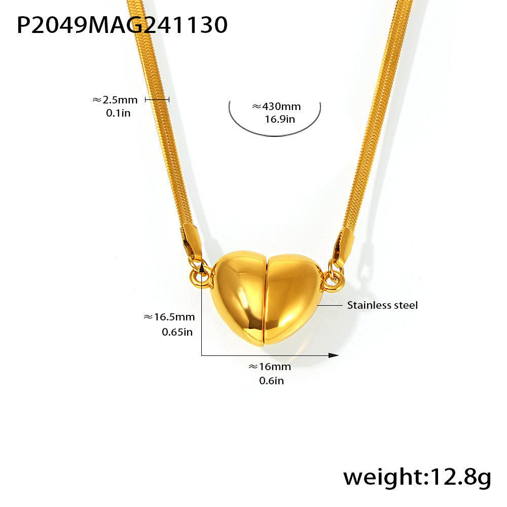 Detachable Magnetic Heart Pendant Necklace