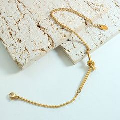 18K Gold-Plated Knotted Bar Bead Bracelet
