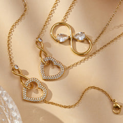 18K Gold-Plated Heart and Figure-Eight Jewelry