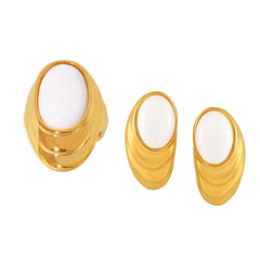 18K Gold-Plated Natural Opal Stud Earrings