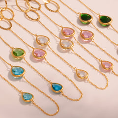 Faceted Glass Long Link Necklace