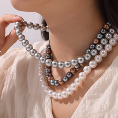 Pearl-Look Round Bead Necklace