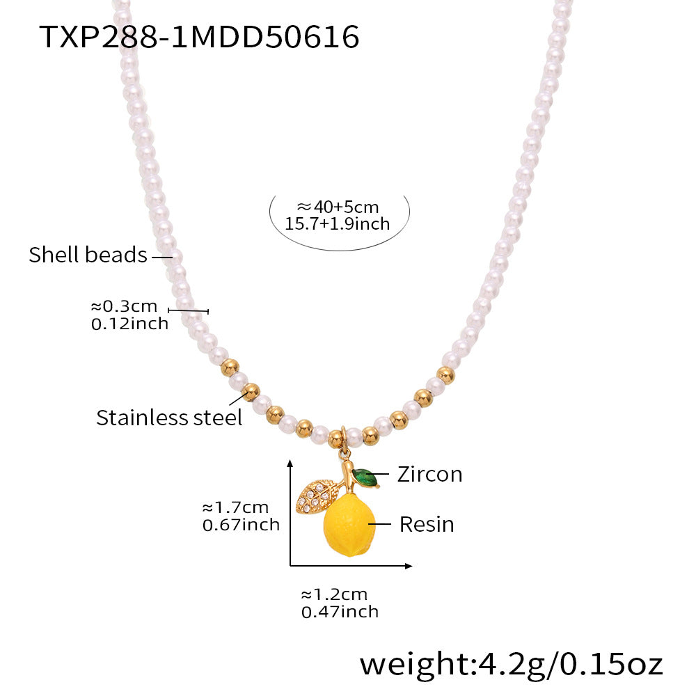 Lemon & Daisy Pearl-Look Necklace & Pendant