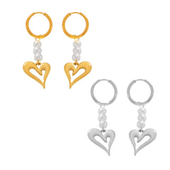 18K Gold-Plated Pearl-Look Heart Drop Earrings