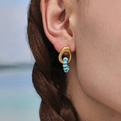 Turquoise & Natural Stone Cluster Earrings