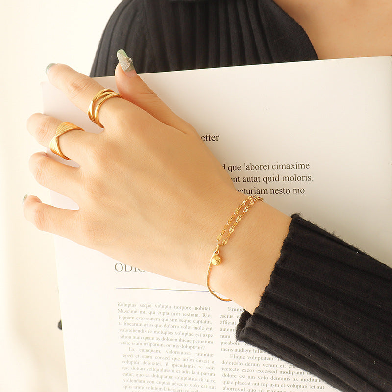 Gold-Tone Layered Bead Chain Bracelet