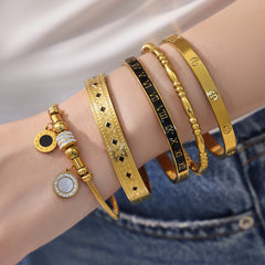 Numeral & Enamel Clasp Bangle Bracelets