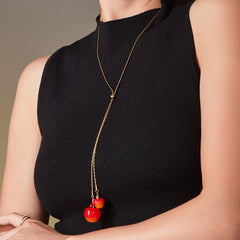 18K Gold-Plated Cherry Long Pendant Necklace