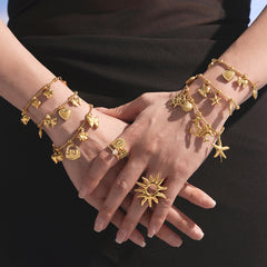 Gold-Tone Cubic Zirconia Charm Bracelet or Anklet
