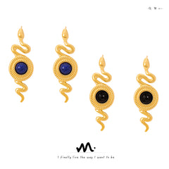 Snake-Shaped Round Stone Drop Earrings