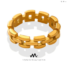 Gold-Tone Rectangular Open Link Ring