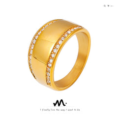 18K Gold-Plated Sparkling Border Band Ring
