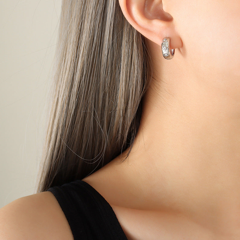 Star-Set Stone Accent Huggie Hoop Earrings