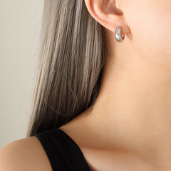 Star-Set Stone Accent Huggie Hoop Earrings