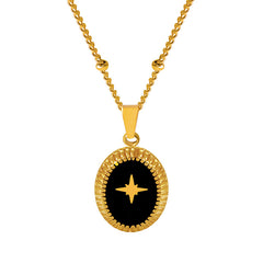 Gold-Tone Enamel Starburst Oval Necklace