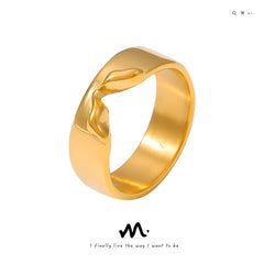 18K Gold-Plated Sculptural Indented Band Ring
