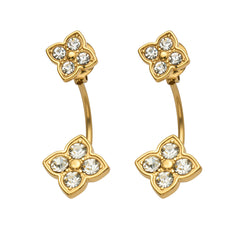 18K Gold-Plated Cubic Zirconia Flower Drop Earrings