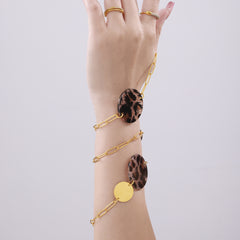 Leopard-Pattern Acrylic Disc Long Necklace