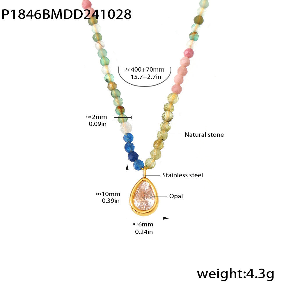 Multicolor Bead and Cat-Eye Pendant Necklace