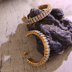 18K Gold-Plated Cubic Zirconia Hoop Earrings