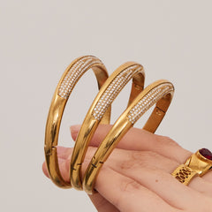 Cubic Zirconia Accent Clasp Bangle Bracelet