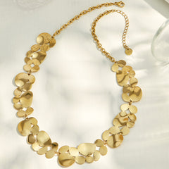 18K Gold-Plated Geometric Floral Collar Necklace