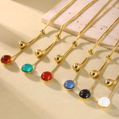 18K Gold-Plated Resin Drop Sliding Necklace