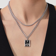 18K Gold-Plated Layered Enamel Tag Necklace