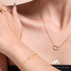 Cubic Zirconia Circle Necklace, Bracelet & Ring