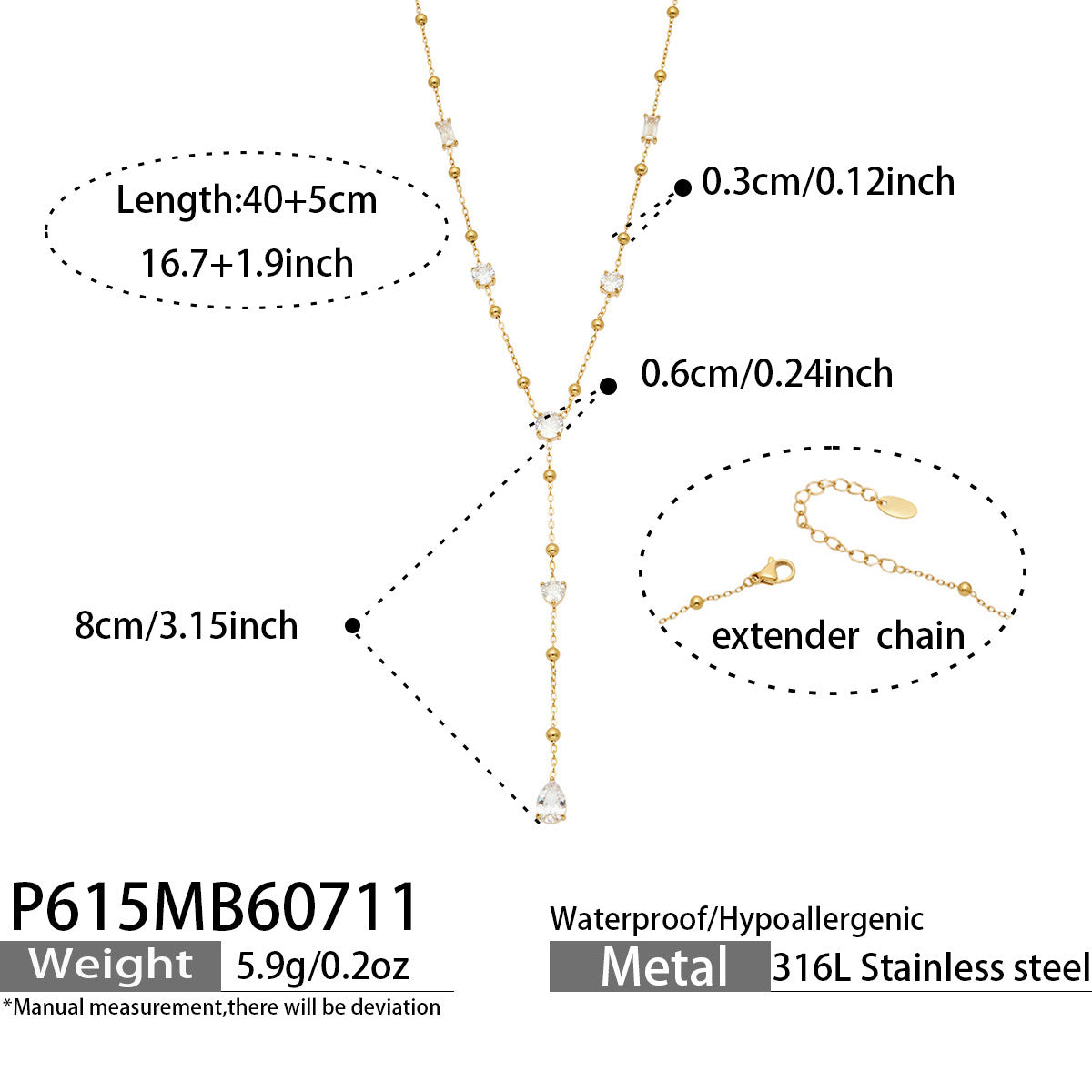18K Gold-Plated Cubic Zirconia Charm Jewelry