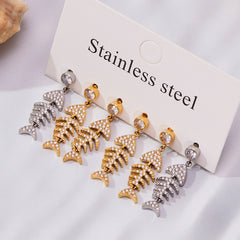18K Gold-Plated Fishbone Earrings and Ear Cuff