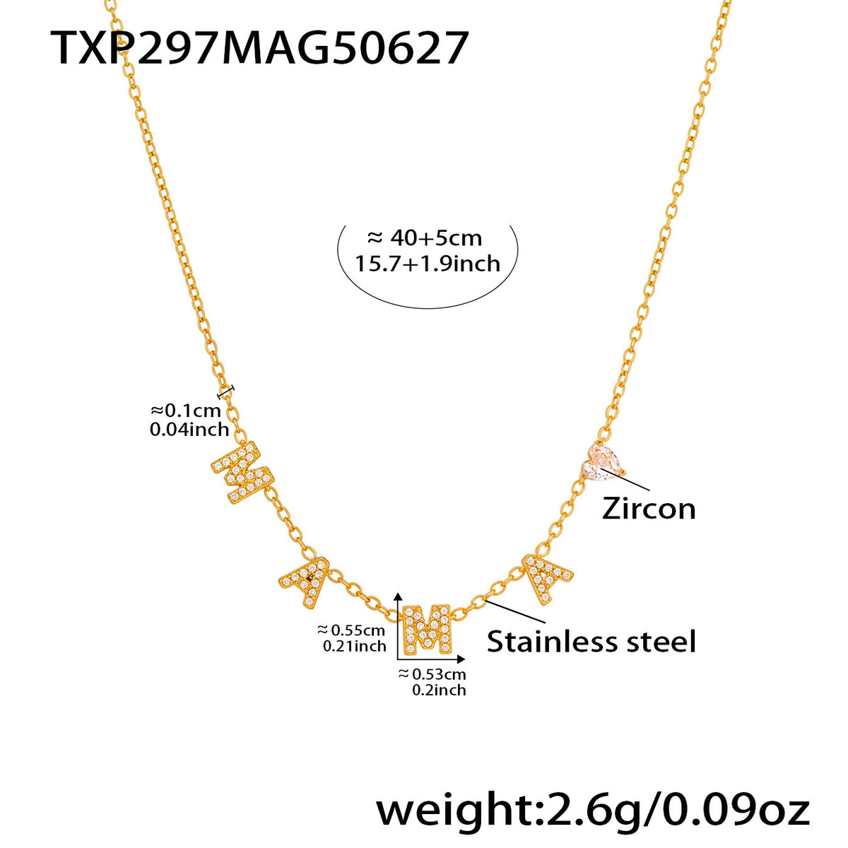 18K Gold-Plated Cubic Zirconia MAMA Necklace or Bracelet