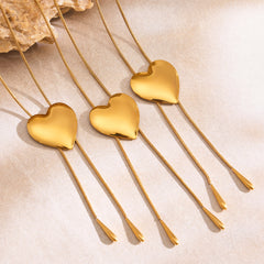 Sliding Heart Long Chain Necklace