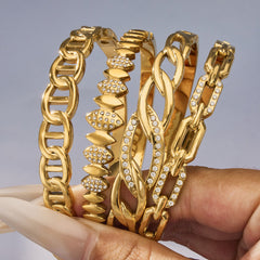 Cubic Zirconia Geometric Link Bangle Designs