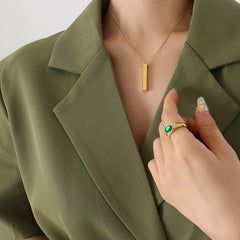 Engraved Numeric Bar Pendant Necklace