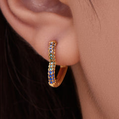 18K Gold-Plated Heart Cubic Zirconia Hoop Earrings