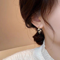 Nicolette Vintage-Inspired Enamel Heart Huggie Earrings