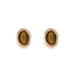 Camille Vintage-Inspired Tiger-Eye Stud Earrings