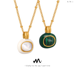 Shell and Malachite Pendant Necklace