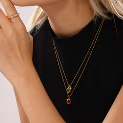 18K Gold-Plated Cubic Zirconia Drop Charm Necklace
