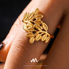 18K Gold-Plated Leaf Open Ring