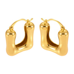 Polished U-Shaped Copper-Base Hoop Earrings