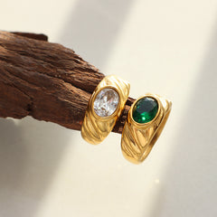 Gold-Tone Oval Cubic Zirconia Band Ring