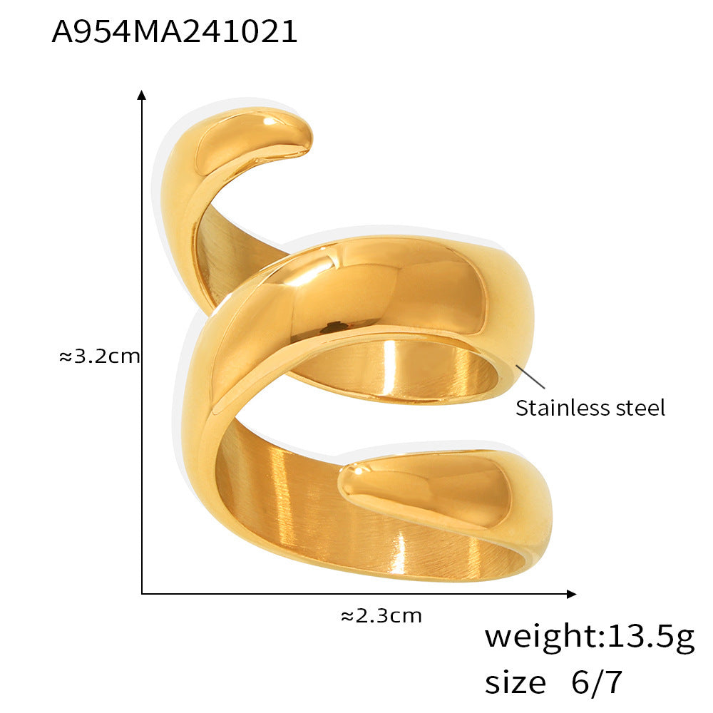 18K Gold-Plated Sculptural S-Curve Ring