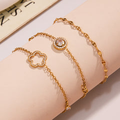 Flower & Cubic Zirconia Charm Anklets