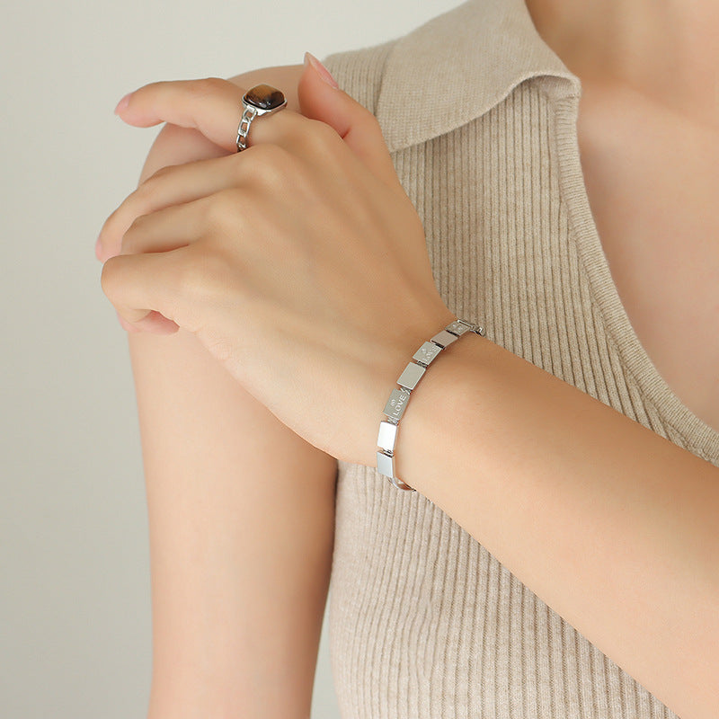 18K Gold-Plated Lettered Square Link Bracelet
