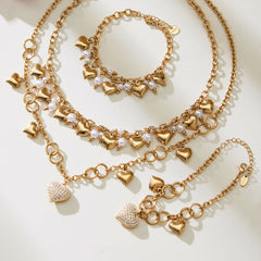 18K Gold-Plated Heart Link Necklace or Bracelet