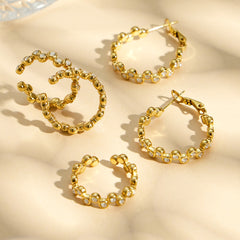 Cubic Zirconia Open Ring & Hoop Earrings
