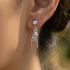 Cubic Zirconia Hand Gesture Drop Earrings